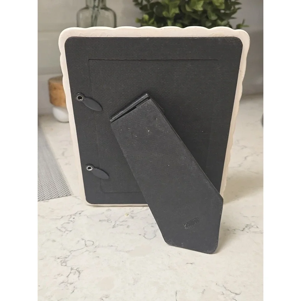 VTG Crackled Ceramic Floral Photo Frame 3.5x5 Glass Pane Cottagecore Grannycore